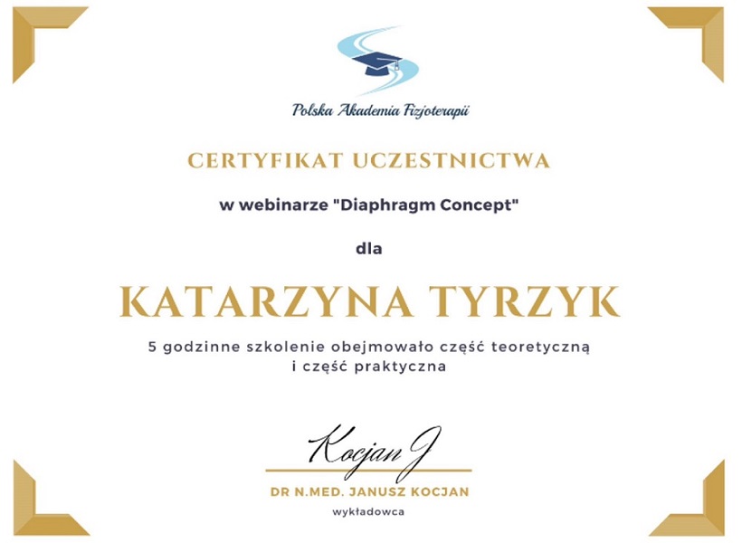 certyfikat przepona Katarzyna Tyrzyk