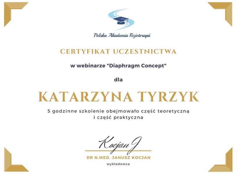 certyfikat przepona Katarzyna Tyrzyk