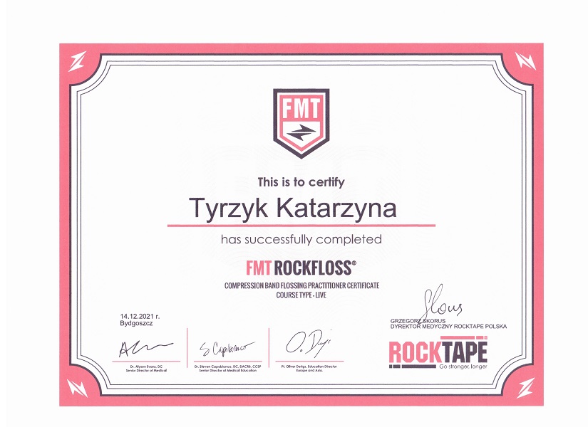 certyfikat rockfloss Katarzyna Tyrzyk