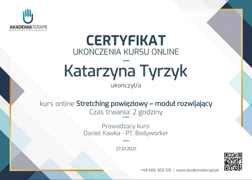 certyfikat stretching Katarzyna Tyrzyk