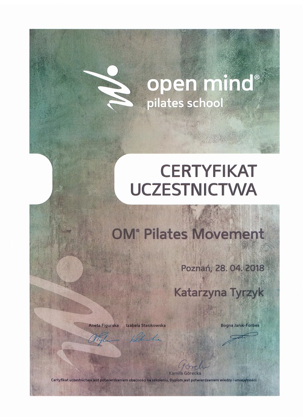 open mind certyfikat Katarzyna Tyrzyk