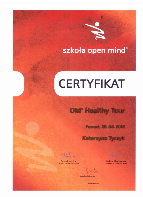certyfikat open mind trning stopy Katarzyna Tyrzyk